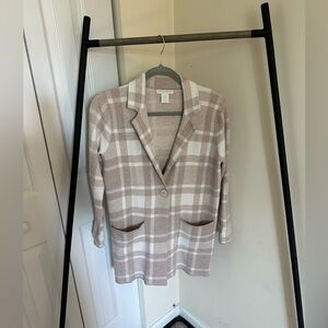 Christian Siriano S Light Pink/Nude Plaid Sweater Jacket